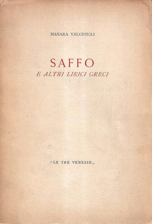 Saffo e altri lirici greci - Manara Valgimigli - copertina