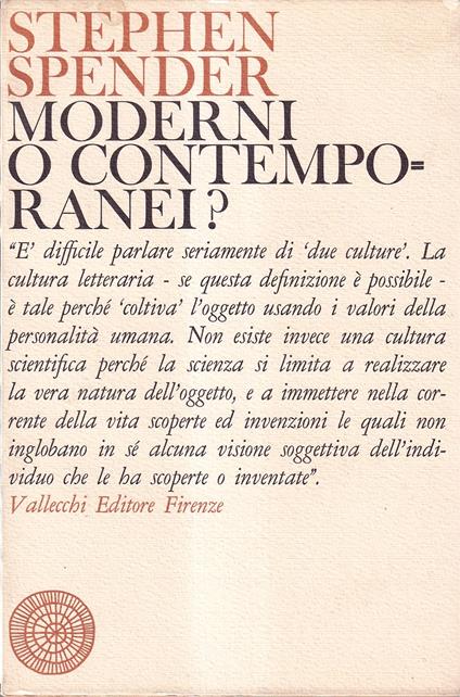 Moderni o contemporanei? - Stephen Spender - copertina