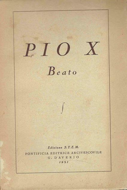 Pio X Beato - copertina