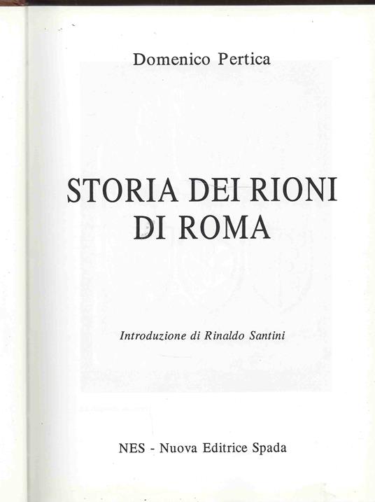 Storia dei rioni di Roma - Domenico Pertica - copertina