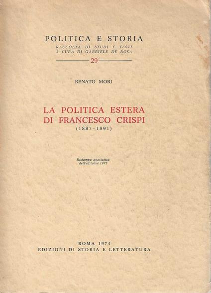 La Politica Estera di Francesco Crispi - Renato Mori - copertina