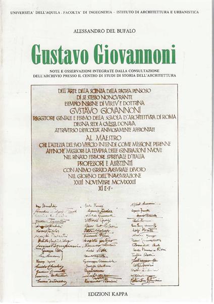 Gustavo Giovannoni - Alessandro Del Bufalo - copertina