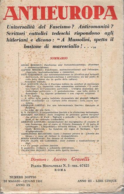 Antieuropa maggio - giugno 1931 - copertina