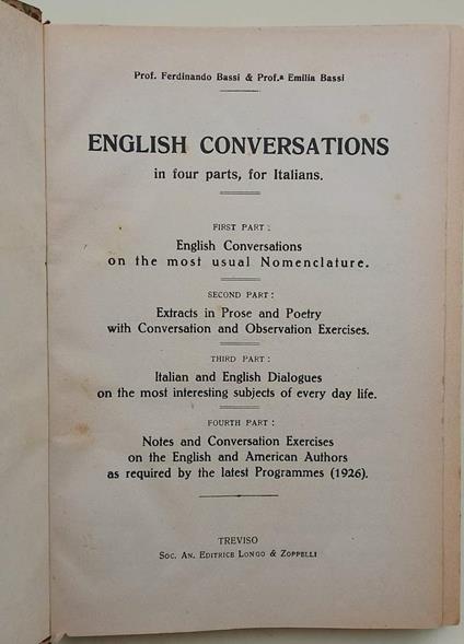 English Conversations In Four Parts, For Italians - copertina