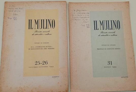 Il Mulino- Rivista Mensile Di Attualità E Cultura- N. 25-26/31 - Vittorio De Caprariis - copertina