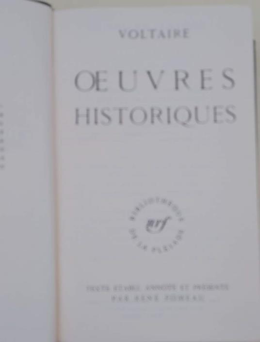 Oeuvres Historiques - 1962 - Voltaire - copertina