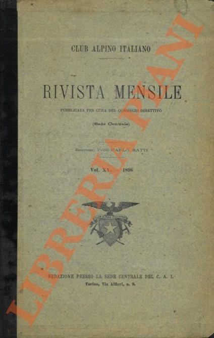 Club Alpino Italiano. Rivista mensile. 1896 - Carlo Ratti - copertina