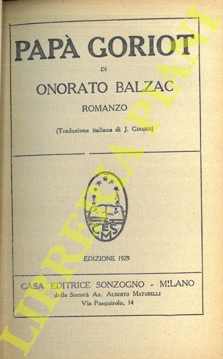 Papà Goriot - Honoré de Balzac - copertina