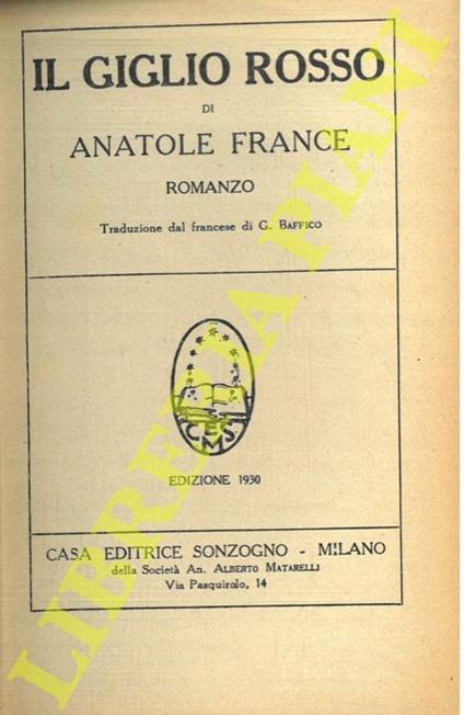 Il giglio rosso - Anatole France - copertina