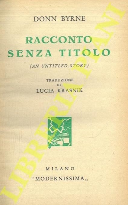 Racconto senza titolo (An untitled story) - Donn Byrne - copertina