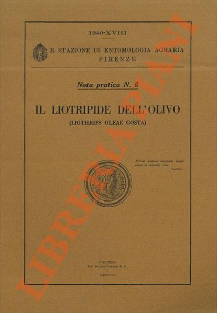 Il Liotripide dell'olivo (Liothrips oleae Costa) - Antonio Melis - copertina