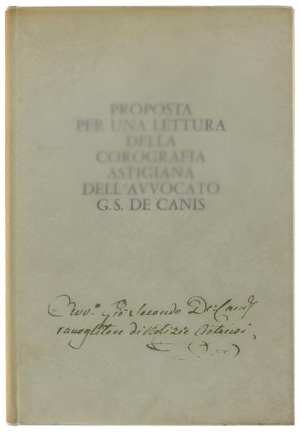Proposta Per Una Lettura Della Corografia Astigiana Dell'Avvocato G.S. De Canis - Renato Bordone - copertina