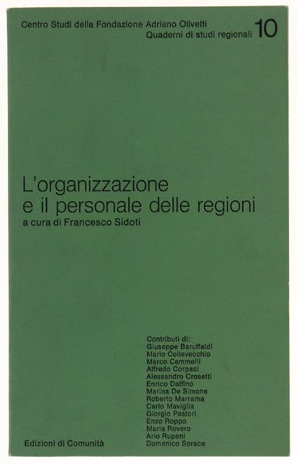 L' Organizzazione E Il Personale Delle Regioni - copertina