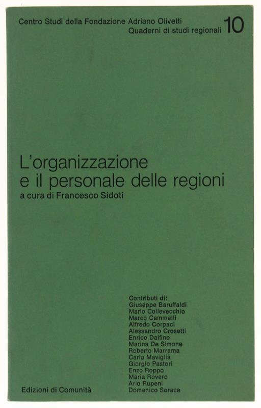 L' Organizzazione E Il Personale Delle Regioni - copertina