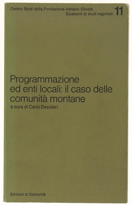 Programmazione Ed Enti Locali: Il Caso Delle Comunita' Montane - copertina
