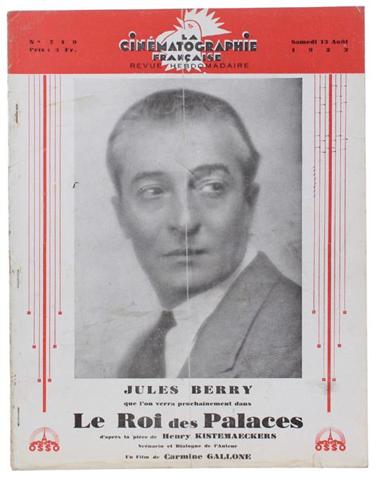 La CINEMATOGRAPHIE FRANÇAISE N° 719. (complet) - 1932 - copertina
