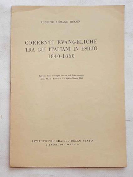 Correnti evangeliche tra gli italiani in esilio. 1840 - 1860 - copertina
