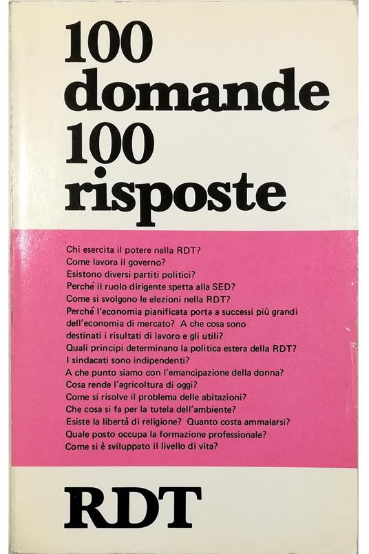 100 domande 100 risposte RDT - copertina