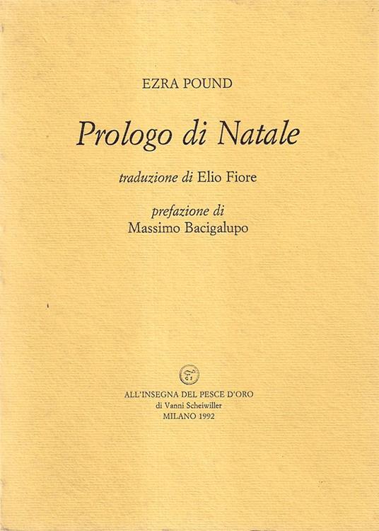 Prologo di Natale - Ezra Pound - copertina