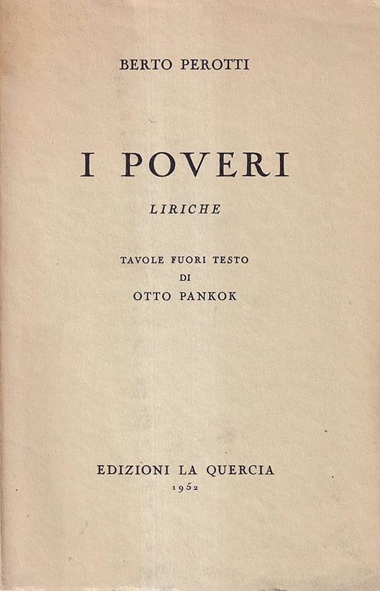 I poveri. Liriche - Berto Perotti - copertina