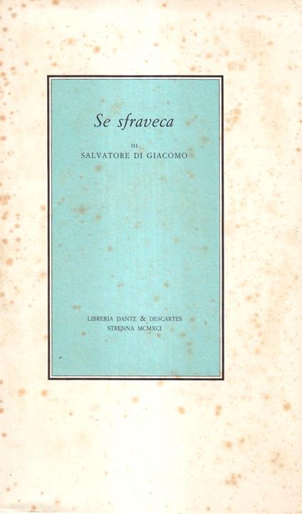Se sfraveca - Salvatore Di Giacomo - copertina