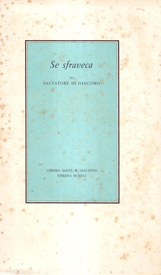 Se sfraveca - Salvatore Di Giacomo - copertina
