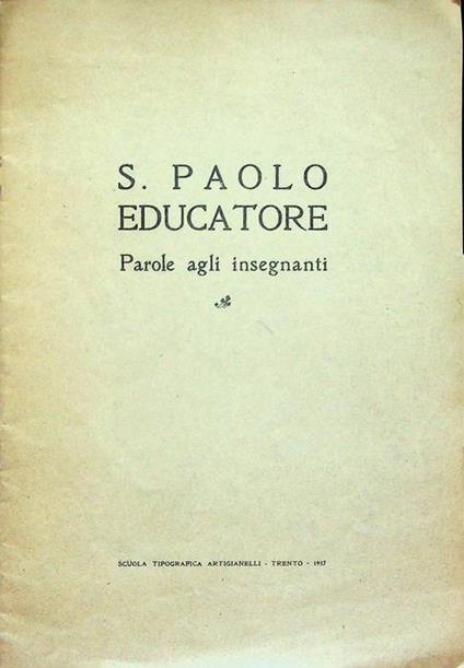 S. Paolo educatore: Parole agli insegnanti - copertina