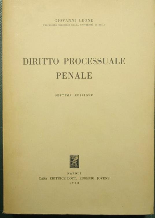 Diritto processuale penale - Giovanni Leone - copertina