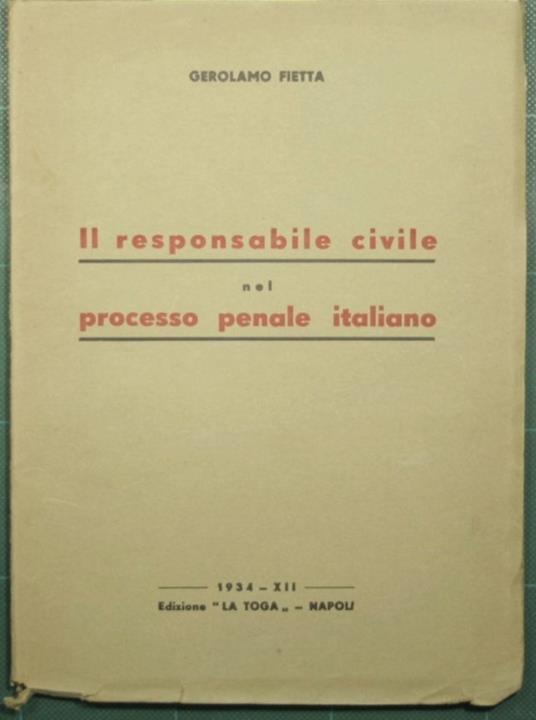Il responsabile civile nel processo penale italiano - copertina