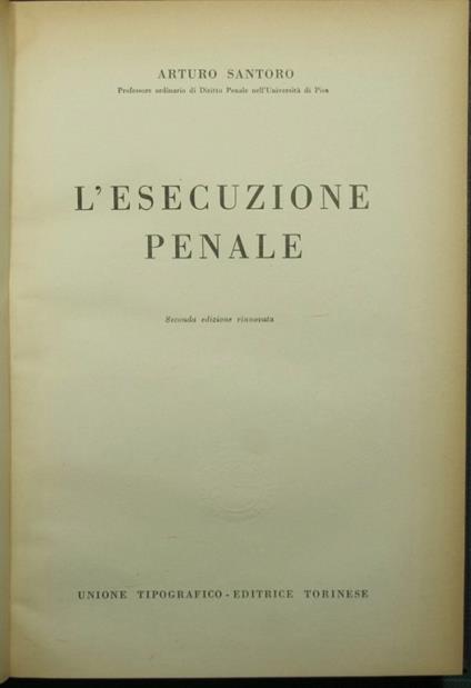 L' esecuzione penale - Arturo Santoro - copertina