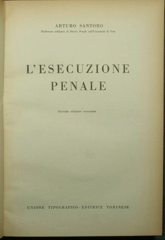 L' esecuzione penale - Arturo Santoro - copertina