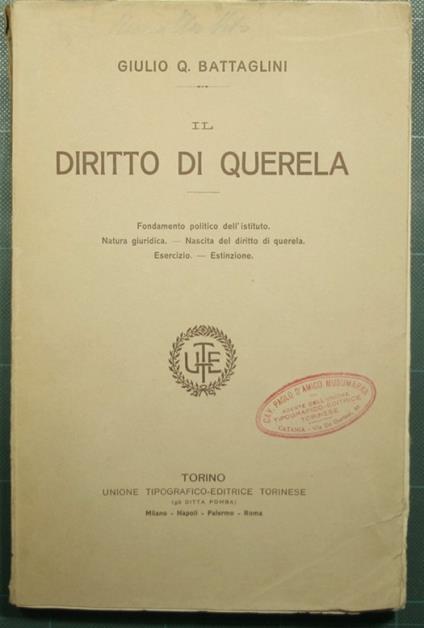 Il diritto di querela - Giulio Battaglini - copertina