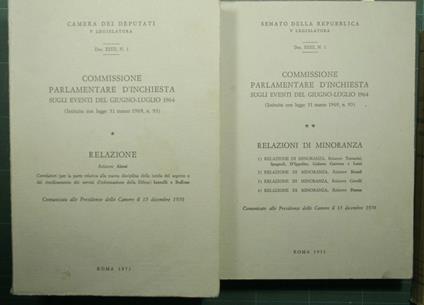 Commissione parlamentare d'inchiesta sugli eventi del giugno-luglio 1964 - CAMERA DEI DEPUTATI - copertina