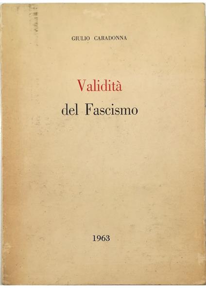 Validità del Fascismo - copertina