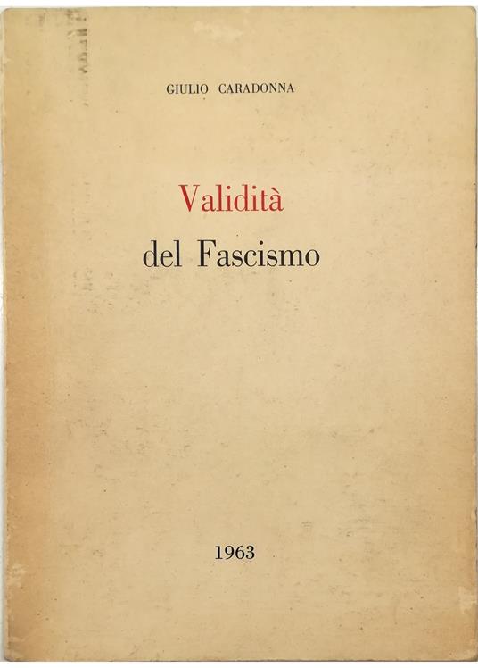 Validità del Fascismo - copertina