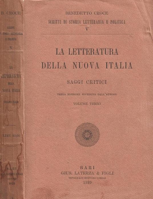La letteratura della nuova Italia. Saggi critici - Benedetto Croce - copertina