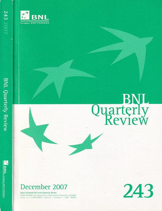 BNL Quarterly Review - Alessandro Roncaglia - copertina