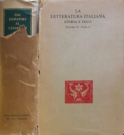 Dal Muratori al Cesarotti tomo IV - Emilio Bigi - copertina