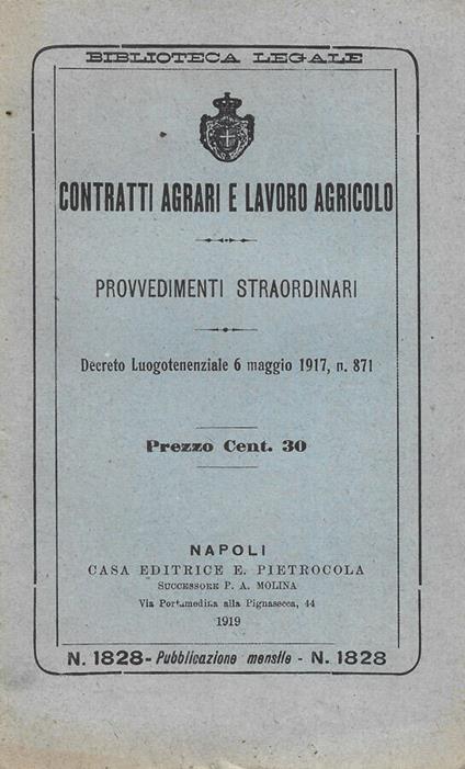 Contratti agrari e lavoro agricolo - copertina