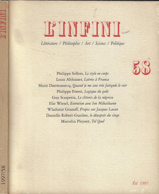 L' Infini n. 58 Anno 1997 - copertina