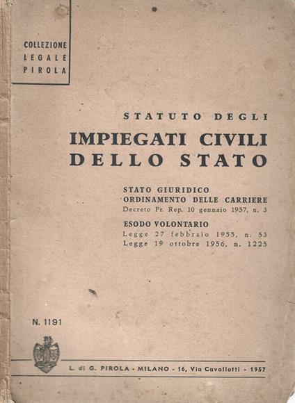 Statuto degli impiegati civili dello Stato - copertina