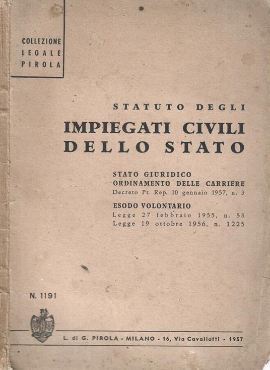 Statuto degli impiegati civili dello Stato - copertina
