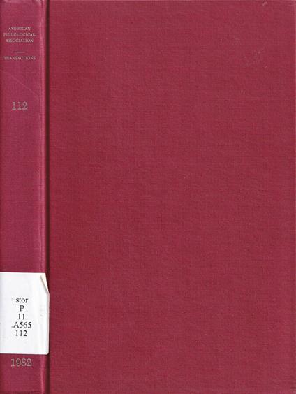 American philological association, volume 112, 1982 - copertina