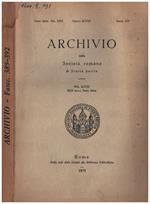 Archivio della Società Romana di Storia patria. Vol. XCVIII Anno 1975