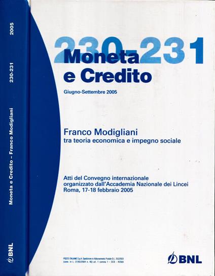 Franco Modigliani tra teoria economica e impegno sociale - copertina