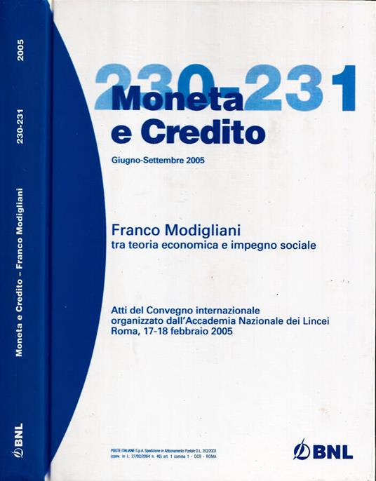 Franco Modigliani tra teoria economica e impegno sociale - copertina