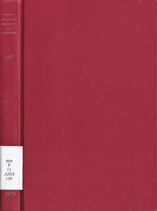 American philological association, volume 109, 1979 - copertina