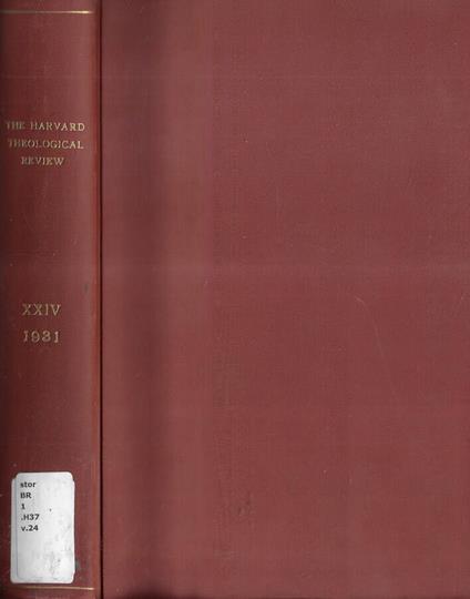 The Harvard thological review Volume XXIV 1931 - copertina