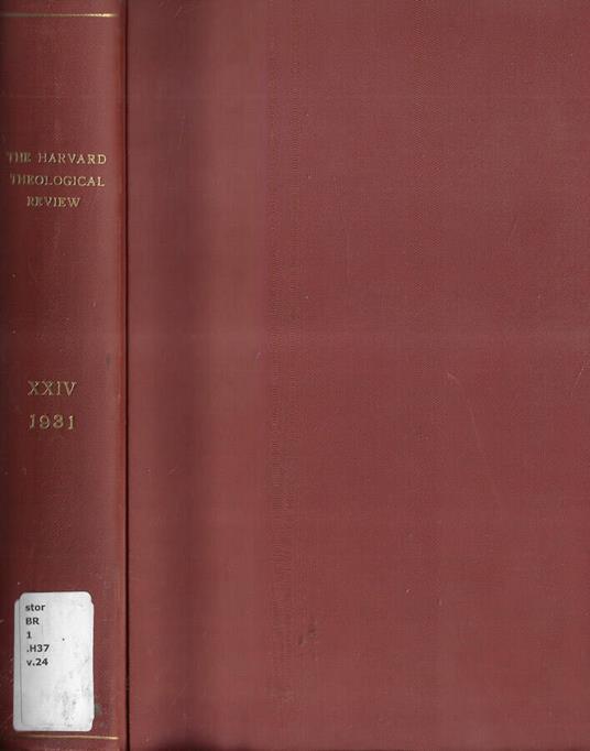 The Harvard thological review Volume XXIV 1931 - copertina