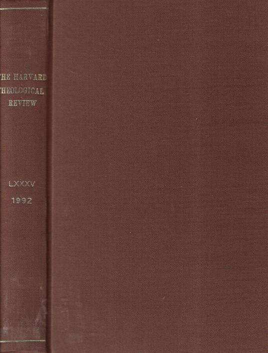 The Harvard thological review Volume LXXXV 1992 - copertina